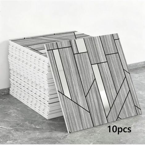Juego de 10 papeles pintados autoadhesivos con efecto madera (efecto azulejo, dimensiones: 30 x 30 x 0,2 cm) (1/5)