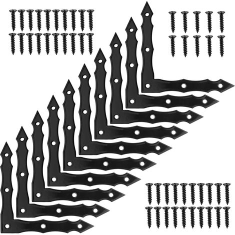 10 Pcs Équerre Plate, Antiquité Noir Connecteur Plat, Vintage à 90 Degrés L-Forme Support d'Angle, Angles de la Fenêtre, Équerre pour Meubles, Pour Meubles en Bois, Tables,100x100x15x2.5mm (1/5)
