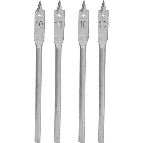 GARRYFIZH Jeu de 4 forets plats à bois en acier à haute teneur en carbone, outil de perçage 3 points de 10 mm (1/5)