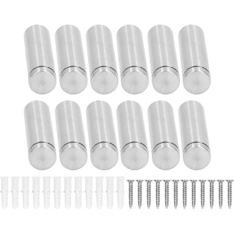 Lot de 12 vis d'écartement en acier inoxydable 19 x 70 mm - Kit de fixation pour affichage mural (1/5)