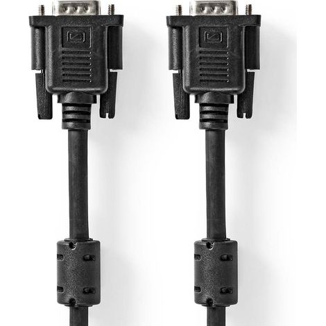 Cable VGA  VGA macho  VGA macho  Niquelado  Resolución máxima: 1024x768  2,00 metros  Redondo  ABS  Negro  Caja