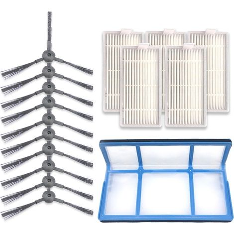 Kit XI238: 5 Brosses Latérales K614 + 5 Filtres I208 + Filtre Coton I204 pour ILIFE V5S Pro / V50 / V5S (1/5)