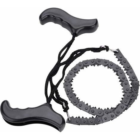 Camping Poche tronçonneuse Scie à chaîne de Poche Main Tronçonneuse avec poignées en acier lame replacement pour la survie Gear, le camping, la chasse(48cm) (1/4)