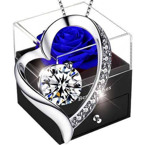 Rose eternelle,Femme boîte de Roses,Rose Conservée,Rose Stabilisée Rouge,Cadeau pour Elle la Noël,La Saint-Valentin,Fête des mères,Anniversaire (1/5)