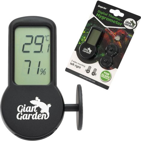Thermomètre et hygromètre numérique LCD pour terrarium reptile avec ventouse, accessoire terrarium (noir).