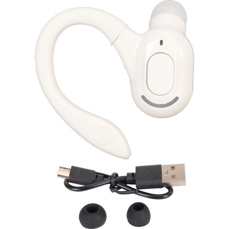 Casque Bluetooth 5.2 Mono Écouteur sans Fil Blanc - Son HiFi Stéréo, Réduction de Bruit HD, Appels Clair, Étanche IPX4 (1/5)