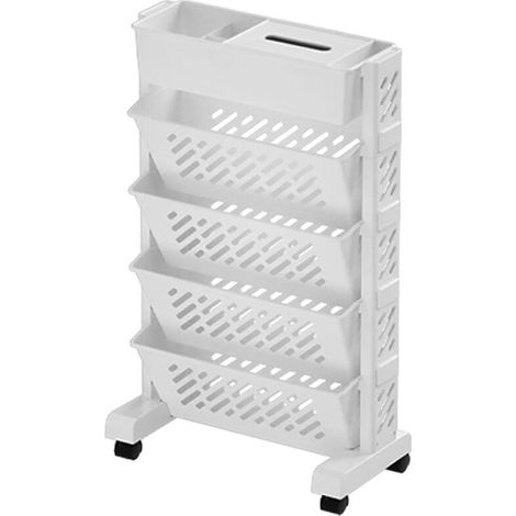 tagère mobile grande capacité rotative amovible en plastique pratique étagère d'organisation roulante 5 couches (1/5)