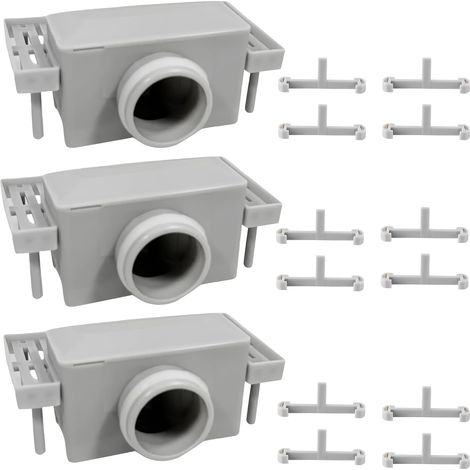 Lot de 3 siphons de douche avec filtre anti-odeurs - Joint de siphon avec 6 boucles en plastique - Pour drain de douche, drain de sol, évacuation d'eau - Attrape-cheveux (1/5)