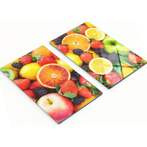Tablas de cortar decorativas de vidrio para cocina con frutas coloridas, 2x30x52 cm