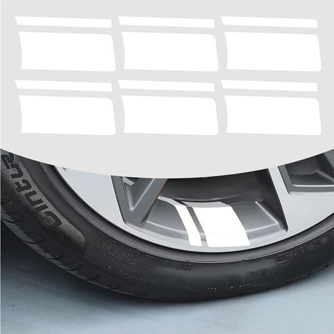 Lot De 6 Autocollants Réfléchissants pour Jantes Voiture, Autocollants Réfléchissants De Voiture Accessoires Décoratifs Universels, Autocollants pour Jantes Voiture Stripes(Blanc) (1/5)
