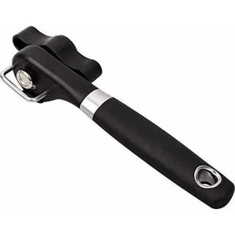 1PC Safety Manual Can Opener, Black, Stainless Steel Can Opener, Ergonomic and Non-Slip Design, Smooth Edges, No Sharp Edges When Cutting (1/4)