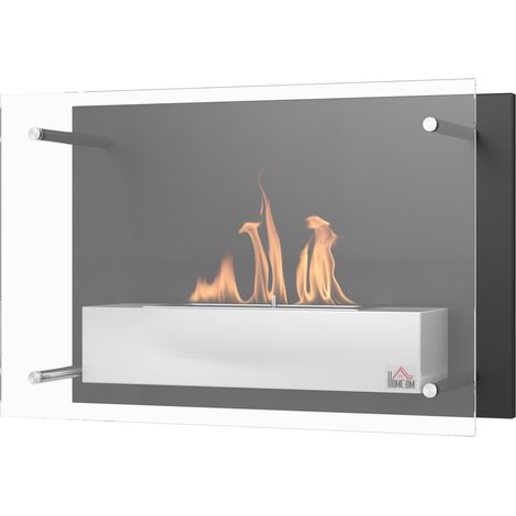 Cheminée bioéthanol Murale encastrable brûleur 0,9 L, environ 3 h de durée de combustion 60L x 22l x 40H cm noir (1/5)