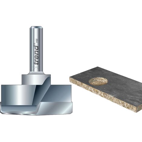 Trend T421/35 x 1/4" TCT Hinge Sinking Bit, 35mm Diameter, Model TRET4213514T