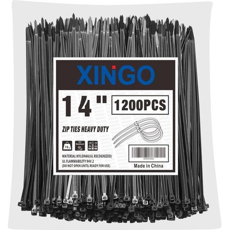 Kabelbinder Schwarz 350mm, 1200 Stück, UV-beständig, 37kg Zugfestigkeit (1/5)
