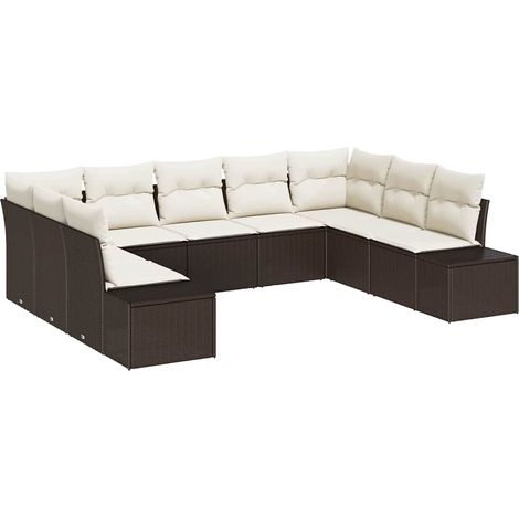Maison Exclusive - Gartensofa-set mit Kissen 9 pcs Braun und Crem