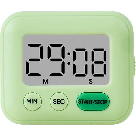 Minuteur magnétique LCD avec affichage clair et alarme puissante pour la cuisine, la pâtisserie, les devoirs, etc. (vert)