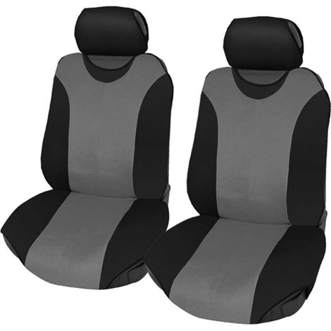 Lupex Shop - Coprisedili coppia anteriore per auto, universali adattabili, tessuto poliestere, No Suv (mod. R1) colore - Grigio