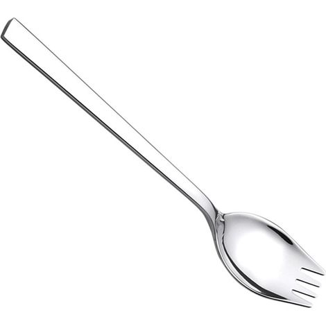 Cuillère-fourchette Multifonction - Acier Inoxydable 304 - Manche Long - Pour Repas Courants, Nouilles et Cuisine Occidentale - Taille M 19,3 cm