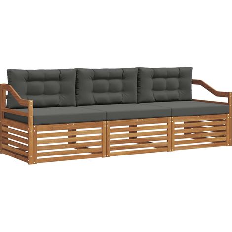 vidaXL Outdoor Sofa Set 3 pcs Natural and Anthracite