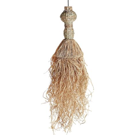 Suspension bohème chic en fibres naturelles - Beige naturel texturé (1/5)