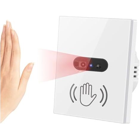 Interruptor infrarrojo sin contacto con sensor de movimiento IR de 230 V para la UE, con cable neutro (blanco para la UE) (1/5)