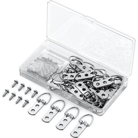 Set di 30 ganci a D resistenti per cornici portafoto con 60 viti (portata 18 kg) (1/5)