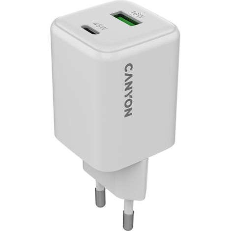 CANYON CU45AC GaN 45W 1xPD 1xQC EU-Wandladegerät Weiß (1/5)