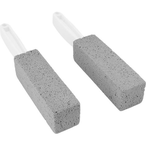 Lot de 2 brosses de nettoyage en pierre ponce pour WC, avec manche, pour carrelage, salle de bain, cuisine et usage domestique. (1/5)