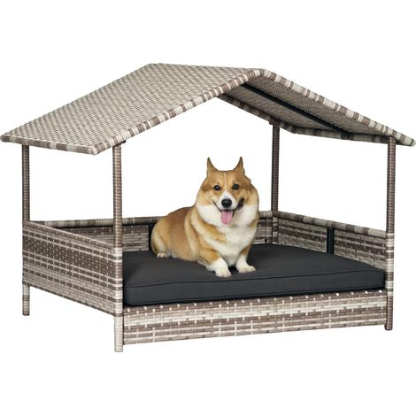 Niche pour chien, panier pour animal de compagnie, résistant aux intempéries, poster amovible, gris idéal pour aménager votre terrasse, balcon ou jardin, alliant confort et durabilité pour vos mome... (1/5)