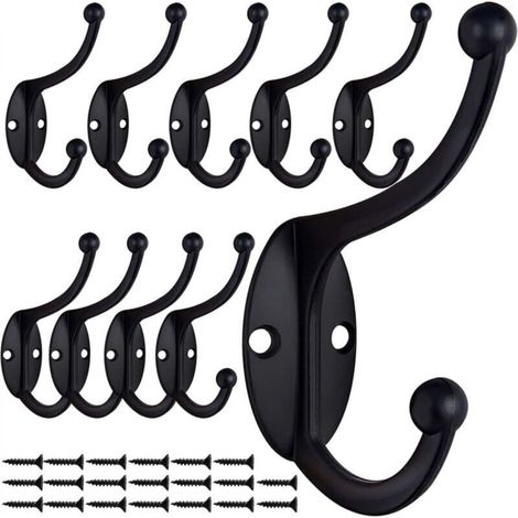 Noir-10 Pcs Rétro Crochet Patère Porte Manteau Mural Vintage Crochet de Porte Métal pour Salle de Bain Cuisine Chambre Entrée (1/4)