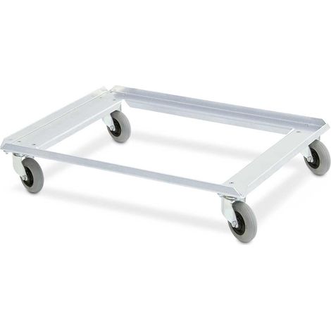 BRB Rollrahmen für Stapelbehälter 800x600 mm aus Edelstahl, Deck offen, mit Flüsterrollen, mit Tragkraft 250 kg