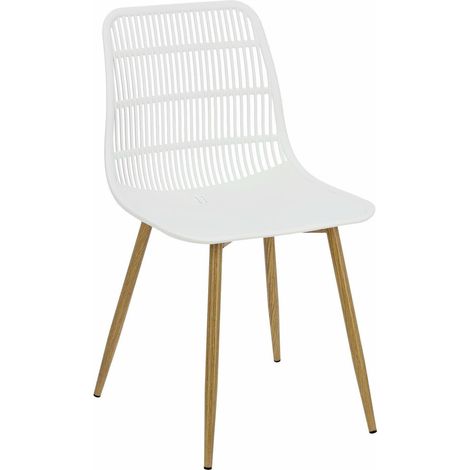 Silla de plástico Klaus con patas de metal chapadas en blanco. (1/5)