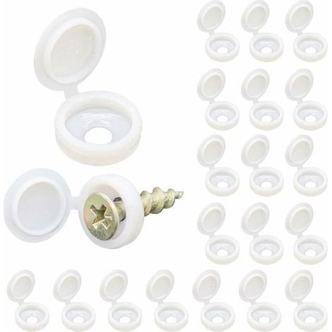 Cache vis en plastique ABS – Lot de 100 bouchons blancs – Indéchirable et imperméable – Protection pour meubles et murs-Crezuo (1/4)