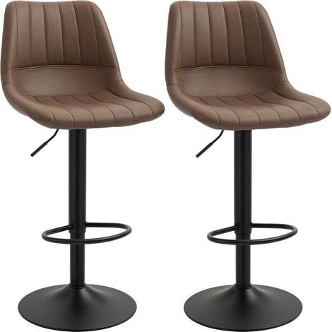 Juego de 2 taburetes de bar diseño retro con reposapiés, altura regulable. Dimensiones: 43 × 49,5 × 111 cm (1/5)
