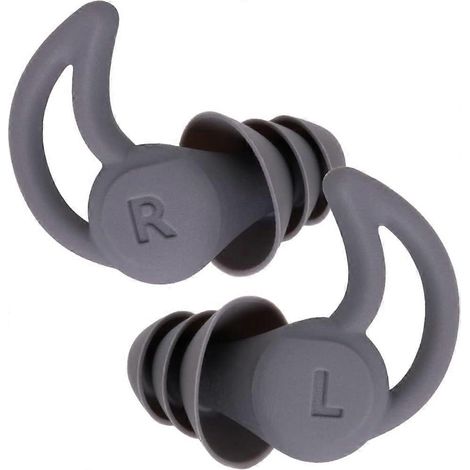 Bouchons d'oreilles antibruit réutilisables pour dormir, voyager, travailler et lire - 1 paire en silicone souple réutilisable (gris) (1/4)
