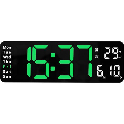 Horloge double fonction à poser et à suspendre - coque noire, lumière verte (1/5)