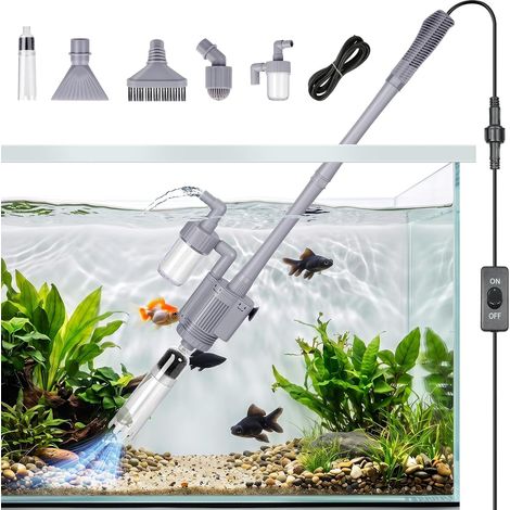 Aspirateur de fond électrique 5 en 1 pour aquarium 28 W, gris (1/5)
