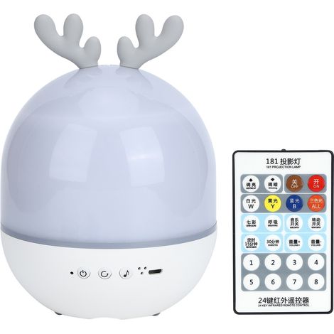 Lampe de projection rechargeable USB mignonne, rotation à 360 degrés, télécommande, veilleuse musicale Bluetooth (forme de cerf) (1/5)