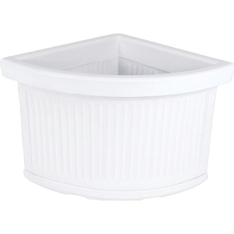 Maceta decorativa de esquina, 47x47 cm, H38 cm, fabricada en polímero blanco resistente, para plantas de jardín y terraza - Made in Italy