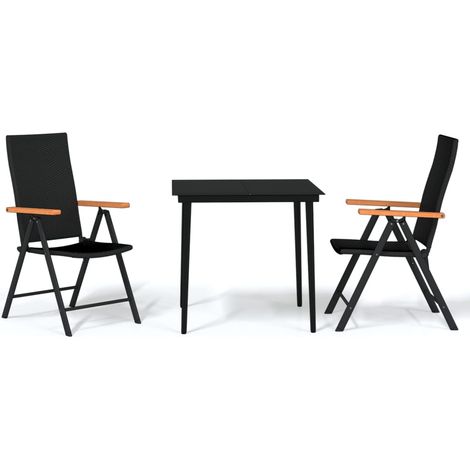 Ensemble à manger de jardin 3 pcs，Salon de jardin Noir CFW76547 (1/5)
