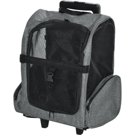 Portable Pet Travel Backpack Carrier for Cats and Dogs with Trolley, Telescopic Handle, and Wheels - Grey (1/5)