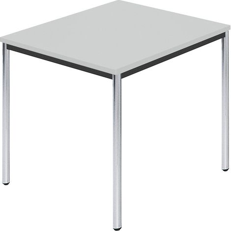 Table rectangulaire en tube rond chromé, 800 x 800 mm gris (1/4)