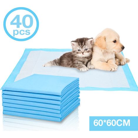 Lot de 40 Tapis Educateurs pour Chien Chiots 60 x 60 cm, Hygiénique d’Entraînement pour Apprentissage de la Propreté (1/4)