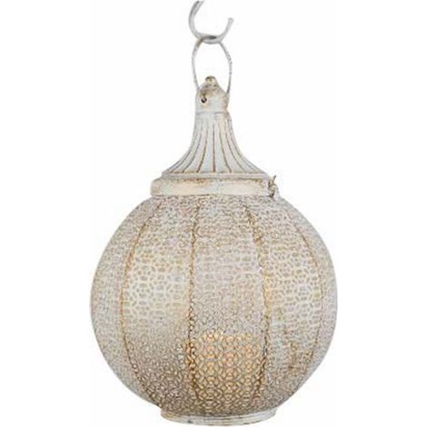 Lanterne de Jardin pour Bougies en métal de Couleur Blanche, résistante aux intempéries, Bougie Non Incluse.