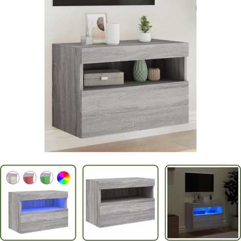 LED-Leuchten - TV-Wandschrank mit LED-Leuchten Grau Sonoma 60x30x40 cm (1/5)