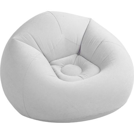 Chaise gonflable, canapé simple en PVC floqué, canapé de salon gonflable pour salon, chambre à coucher, bureau, voyage en plein air, gris clair (1/5)