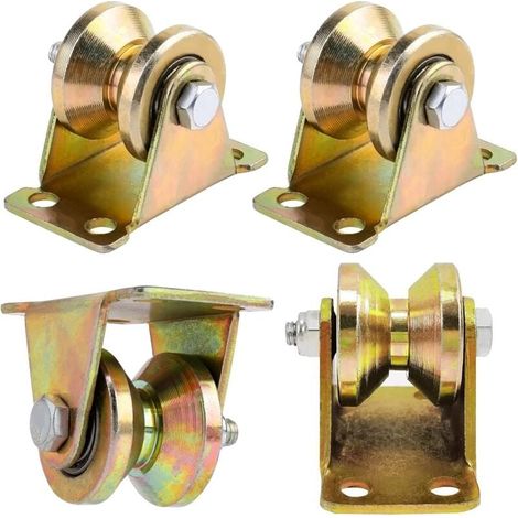 Roues à gorge en V, roues de 50 mm pour portes coulissantes, roues en acier à gorge en V, adaptées aux portes coulissantes, portails industriels et allées carrossables - WELLNGS