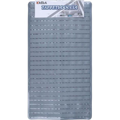 Kaela - Tappeto Doccia Vasca Bagno Antiscivolo 38x68cm Rettangolare A Righi Grigio 54085 - (1/2)
