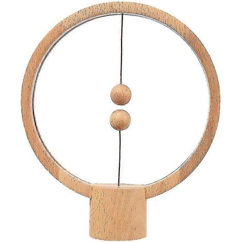 Lampe Heng Balance, lampe de table ronde en bois clair (1/4)