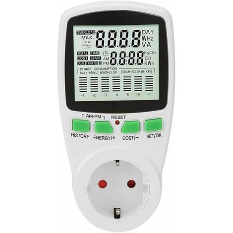 Wattmeter, Energieverbrauchsmonitor, 0-16A Stromzählersteckdose, intelligenter Stromverbrauchsmonitor (UK) (1/5)